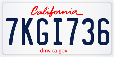 CA license plate 7KGI736