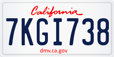 CA license plate 7KGI738