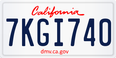 CA license plate 7KGI740