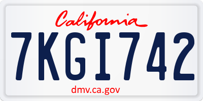 CA license plate 7KGI742