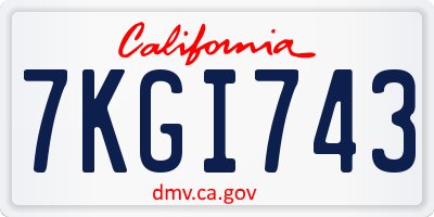 CA license plate 7KGI743