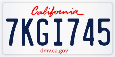 CA license plate 7KGI745