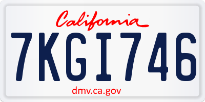 CA license plate 7KGI746