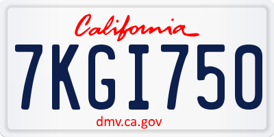 CA license plate 7KGI750