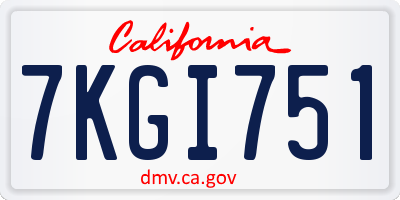 CA license plate 7KGI751