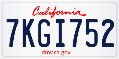 CA license plate 7KGI752