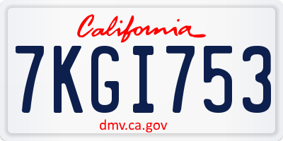 CA license plate 7KGI753