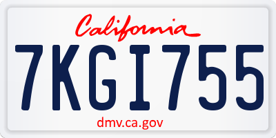 CA license plate 7KGI755