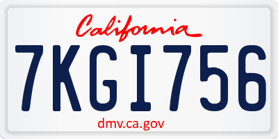 CA license plate 7KGI756