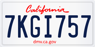 CA license plate 7KGI757