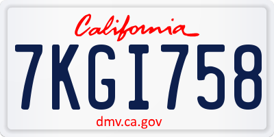 CA license plate 7KGI758