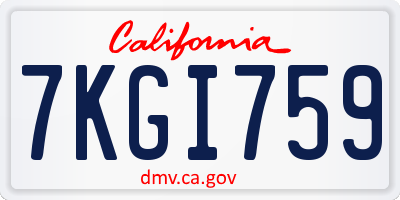 CA license plate 7KGI759