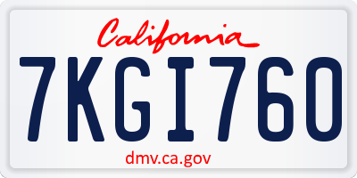 CA license plate 7KGI760