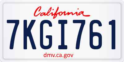 CA license plate 7KGI761