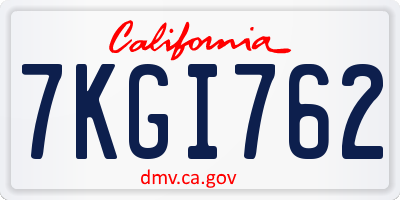 CA license plate 7KGI762
