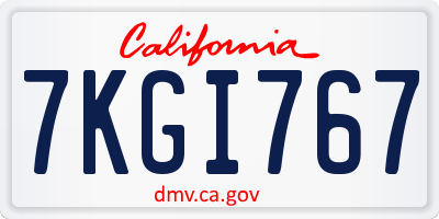 CA license plate 7KGI767