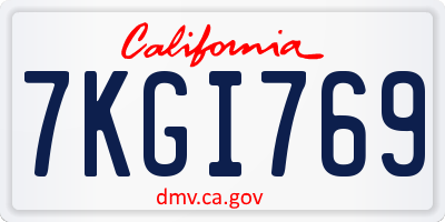 CA license plate 7KGI769