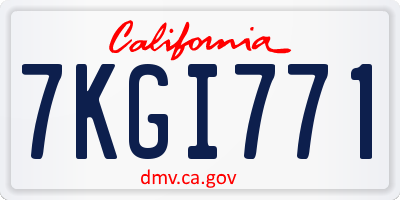 CA license plate 7KGI771