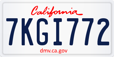 CA license plate 7KGI772