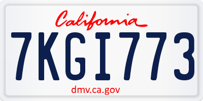 CA license plate 7KGI773