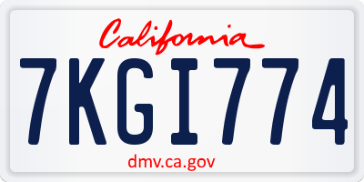 CA license plate 7KGI774