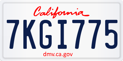 CA license plate 7KGI775