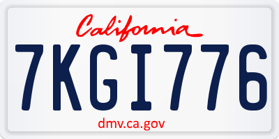 CA license plate 7KGI776
