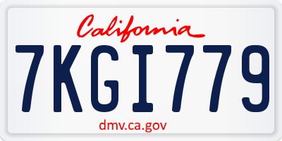 CA license plate 7KGI779