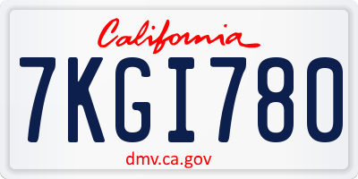 CA license plate 7KGI780