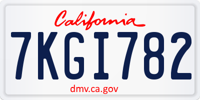 CA license plate 7KGI782