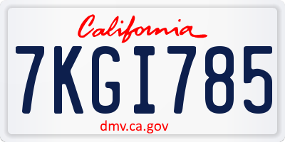 CA license plate 7KGI785
