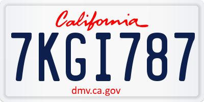 CA license plate 7KGI787