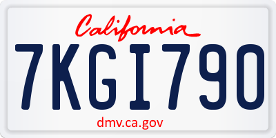 CA license plate 7KGI790