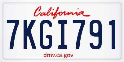 CA license plate 7KGI791