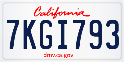 CA license plate 7KGI793