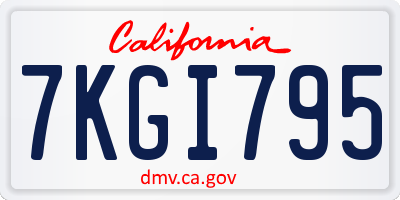 CA license plate 7KGI795