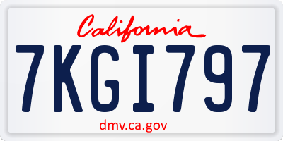 CA license plate 7KGI797