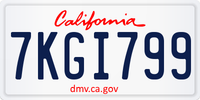 CA license plate 7KGI799
