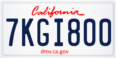 CA license plate 7KGI800