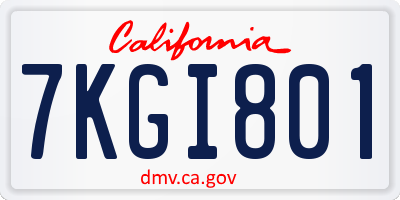 CA license plate 7KGI801