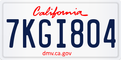 CA license plate 7KGI804