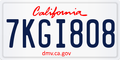 CA license plate 7KGI808