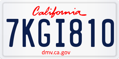 CA license plate 7KGI810