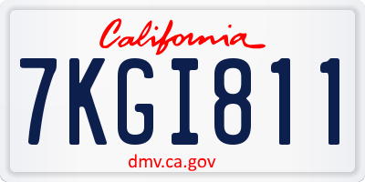 CA license plate 7KGI811