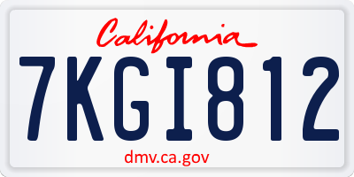 CA license plate 7KGI812