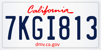 CA license plate 7KGI813