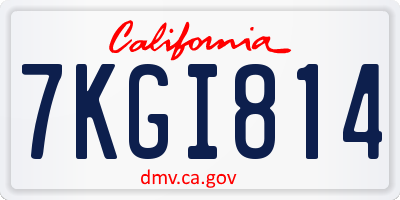 CA license plate 7KGI814