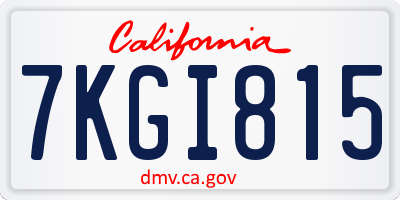 CA license plate 7KGI815