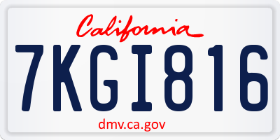 CA license plate 7KGI816