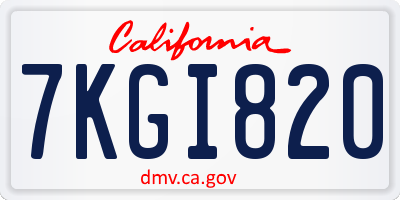 CA license plate 7KGI820